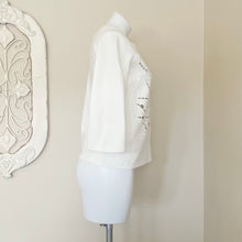 Load image into Gallery viewer, Tibi | Womens Cream Laser Cut Front Long Sleeve Top | Size: XS