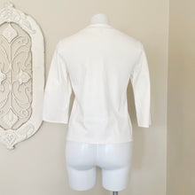 Load image into Gallery viewer, Tibi | Womens Cream Laser Cut Front Long Sleeve Top | Size: XS