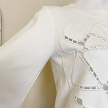 Load image into Gallery viewer, Tibi | Womens Cream Laser Cut Front Long Sleeve Top | Size: XS