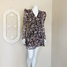 Load image into Gallery viewer, Bardot | Womens Black and Brown Floral Print Ruffle Mini Dress | Size: 4