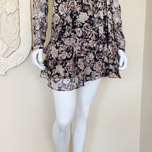Load image into Gallery viewer, Bardot | Womens Black and Brown Floral Print Ruffle Mini Dress | Size: 4