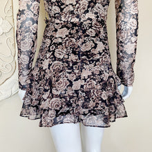 Load image into Gallery viewer, Bardot | Womens Black and Brown Floral Print Ruffle Mini Dress | Size: 4