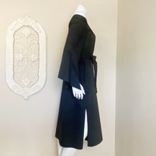 Load image into Gallery viewer, Tibi | Womens Black Off Shoulder Tie Waist and Sleeve Midi Dress | Size: 0