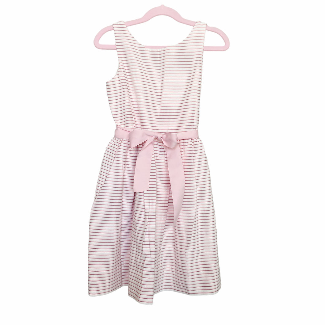 Polo Ralph Lauren | Girls Red/Pink/White Striped Sleeveless Dress with Ribbon Tie | Size: 7Y