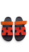Load image into Gallery viewer, Hermès Chypre Sandals – Red & Orange – Size 37.5 – New in Box
