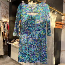 Load image into Gallery viewer, Front view blue and green Lilly Pulitzer cotton dress