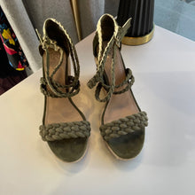 Load image into Gallery viewer, Tory Burch Women’s Green Leather Ankle Strap Espadrille Wedge Sandal – Size 10 | Classic Summer Style | SAVOUR Clothing