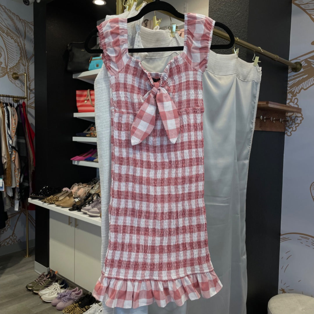 Papermoon | Women's Red and White Plaid Mini Dress with Tags