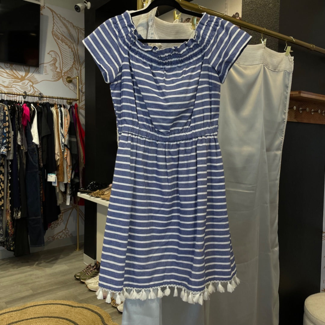 Eliza J | Women's Blue and White Striped Dress