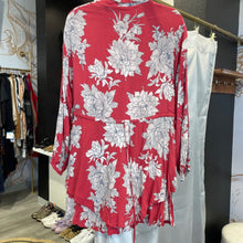Load image into Gallery viewer, Free People Women’s Red & Gray Floral Print Button Down Long Sleeve Dress – Size S | Boho Floral Chic | SAVOUR Clothing