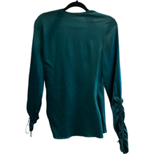 Load image into Gallery viewer, Jonathan Simkhai | Women's Green Silky Ruched Long Sleeve Blouse | Size S | SAVOUR Clothing