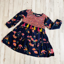 Load image into Gallery viewer, Billieblush | Girls Navy Floral Print Boho Long Sleeve Dress | Size: 3T

