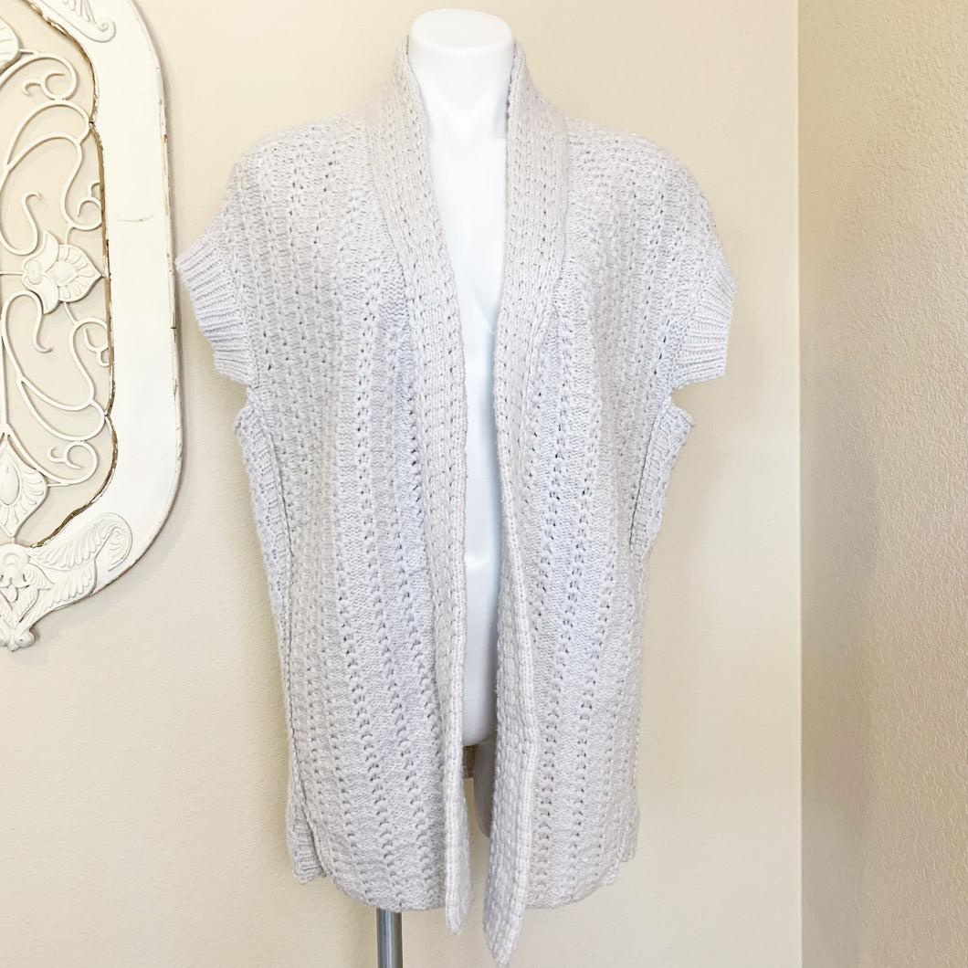 Inhabit | Women's Light Gray Knit Wool Blend Short Sleeve Open Cardigan Sweater | Size: S