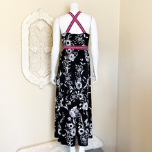 Load image into Gallery viewer, INC | Women&#39;s Black and White Floral Print with Pink Trim Mom&#39;s Day Midi Dress with Tags | Size: L
