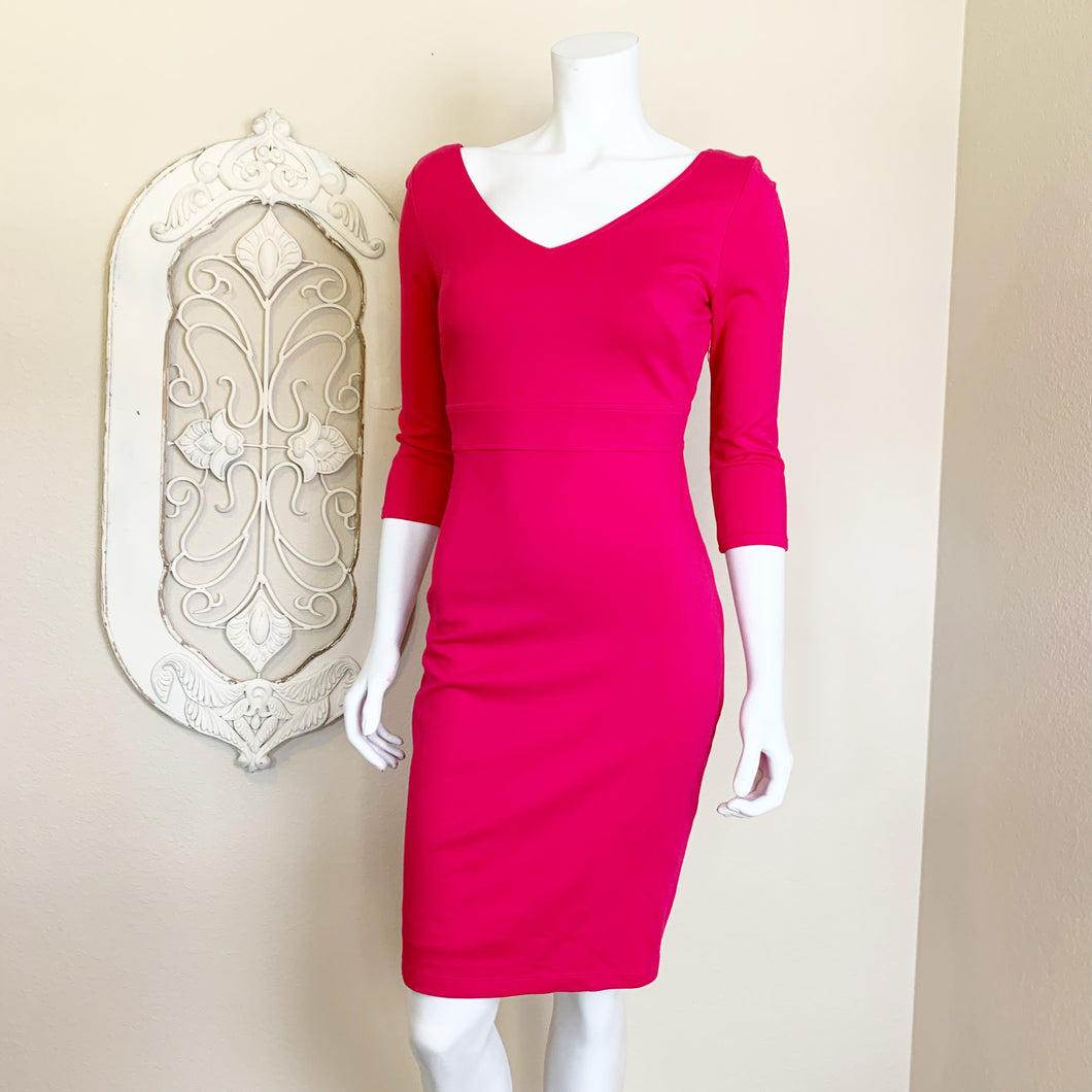 Bailey 44 | Women's Pink Criss Cross Back Fitted Midi Dress | Size: S