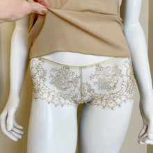 Load image into Gallery viewer, Euclid | Women&#39;s Tan and Ivory Lace Silk Blend Cami and Panty Lingerie Set | Size: S
