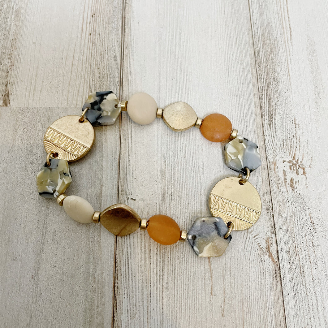Women's Faux Gold and Stone Stretch Bracelet