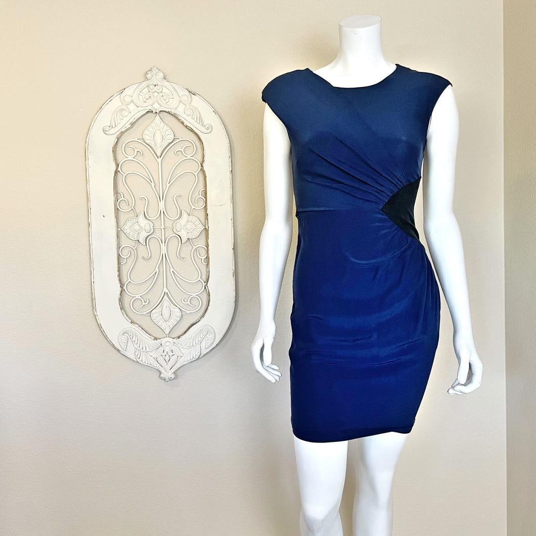 Whistles | Women's Blue Silk Mixed Media Sheath Dress | Size: 2