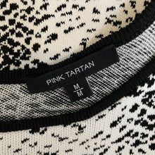 Load image into Gallery viewer, Pink Tartan | Women&#39;s Black and Cream Pattern Knit Midi Dress | Size: M
