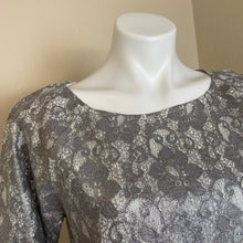 Load image into Gallery viewer, Banana Republic | Women&#39;s Silver, Cream and Gold Metallic Lace Long Sleeve Formal Top | Size: M
