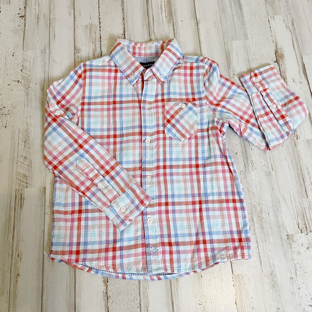 Andy & Evan | Boy's Pink and Blue Plaid Button Down Shirt | Size: 6Y
