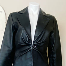 Load image into Gallery viewer, Margaret Godfrey | Womens Ruched Front One Button Leather Jacket | Size: 10
