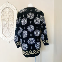 Load image into Gallery viewer, Trimmings | Womens Vintage Black and White Metallic Snowflake Pullover Sweater | Size: M
