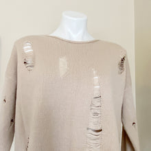 Load image into Gallery viewer, Q | Womens Beige Distressed Knit Pullover Sweater | Size: L
