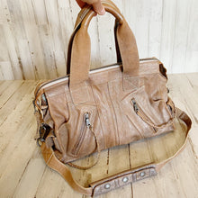 Load image into Gallery viewer, Andrew Marc | Womens Tan Metallic Shimmer Leather Tote Satchel Bag
