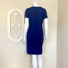 Load image into Gallery viewer, St. John | Womens Navy Blue Wool Blend Knit Short Sleeve Dress with Tags | Size: 6

