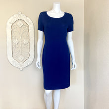 Load image into Gallery viewer, St. John | Womens Navy Blue Wool Blend Knit Short Sleeve Dress with Tags | Size: 6
