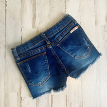 Load image into Gallery viewer, Hudson | Girls Dark Wash Distressed Fray Cut Off Denim Shorts | Size: 4T
