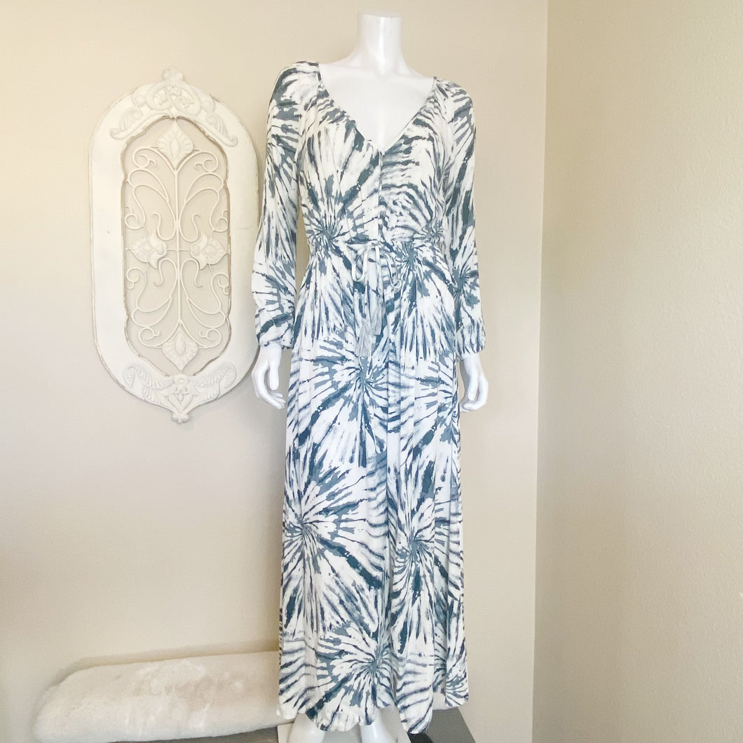 Lovestitch | Womens Blue and White Tie Dye Long Sleeve Maxi Dress | Size: S