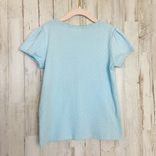 Load image into Gallery viewer, Mini Boden | Girls Light Blue Laser Cut Short Sleeve Top | Size: 9-10Y
