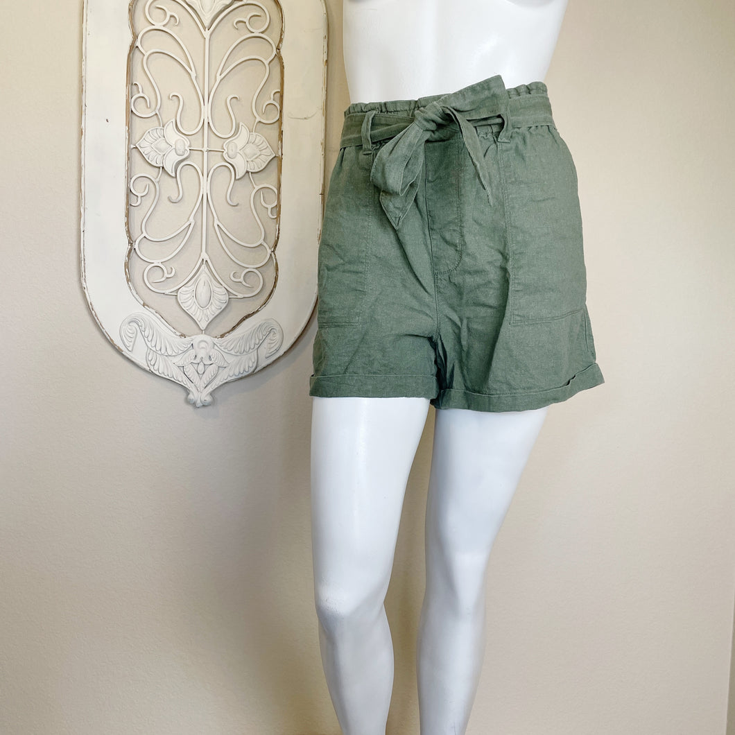 Sanctuary | Womens Olive Green Paperbag Shorts with Tie | Size: L