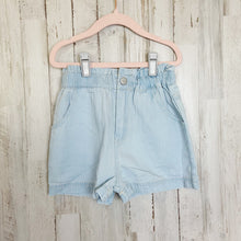Load image into Gallery viewer, Molo | Girls Light Wash Denim Adara Paperbag Waist Shorts with Tags | Size: 5T
