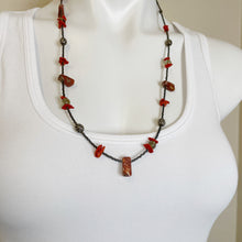 Load image into Gallery viewer, Womens Silver Bead and Rock Boho Style Southwestern Necklace
