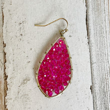 Load image into Gallery viewer, Womens Gold and Pink Bead Teardrop Earrings
