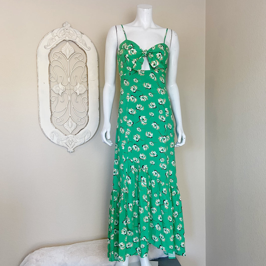 Vix PaulaHermanny | Womens Green Floral Print Front Tie Maxi Dress | Size: S