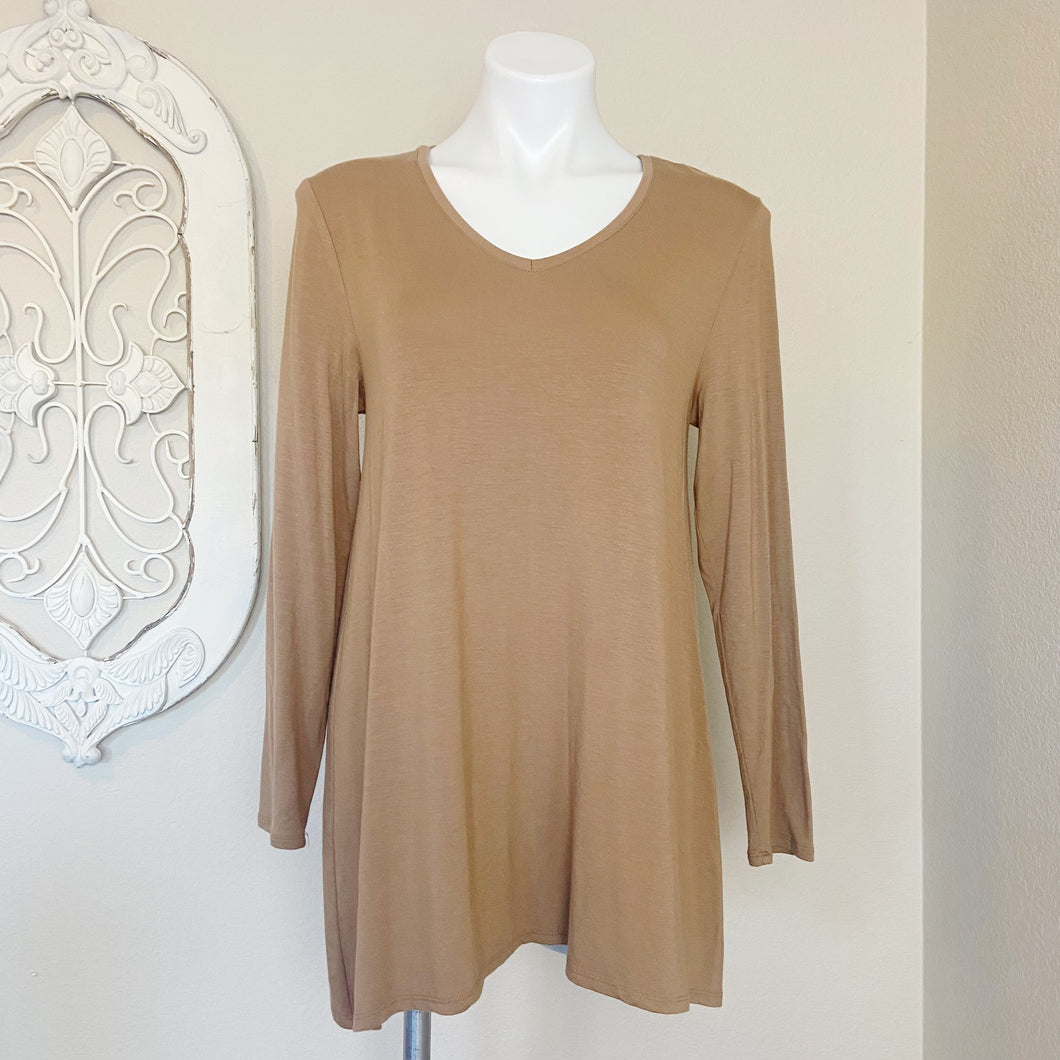 Chico's | Womens Light Brown Long Sleeve Ultimate Tee Tunic Top | Size: M