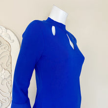 Load image into Gallery viewer, INC | Womens Blue Knit Long Bell Sleeve Mockneck Dress | Size: M
