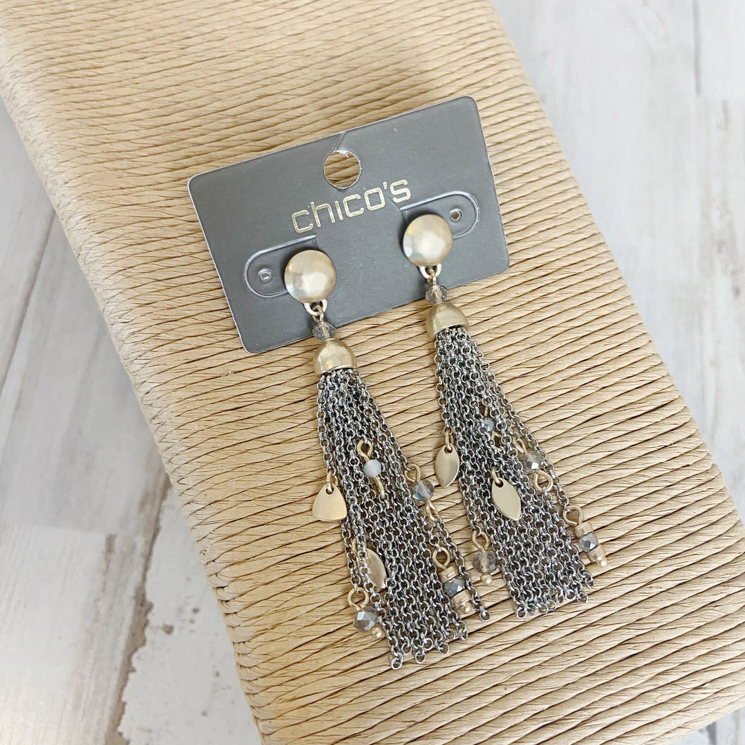 Chico's | Women's Gold and Silver Chain Dangle Rillie Earrings with Tags