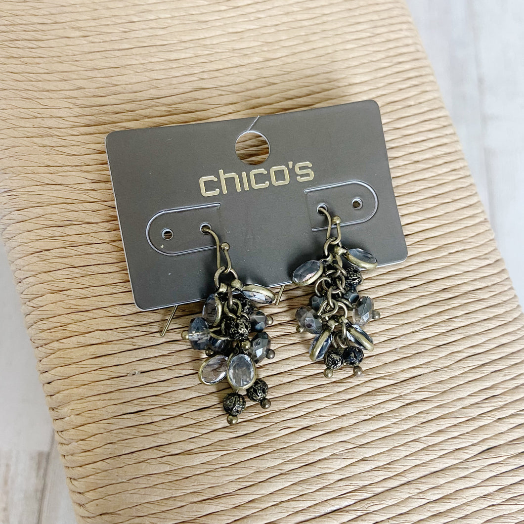 Chico's | Women's Gold and Gray Cluster Earrings with Tags
