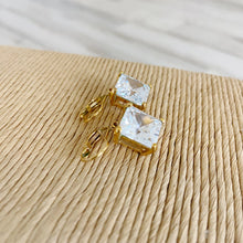 Load image into Gallery viewer, Womens Gold and Faux Square Diamond Dangle Earrings

