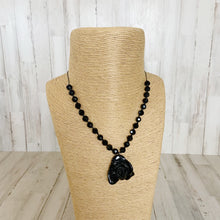 Load image into Gallery viewer, Womens Black Rose and Bead Short Necklace
