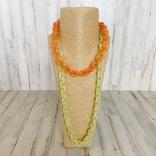 Load image into Gallery viewer, Women&#39;s Lime Green and Coral Plastic Chain Link Necklace Set
