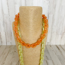 Load image into Gallery viewer, Women&#39;s Lime Green and Coral Plastic Chain Link Necklace Set
