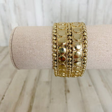 Load image into Gallery viewer, Women&#39;s Gold Wide Cuff Stretch Bracelet
