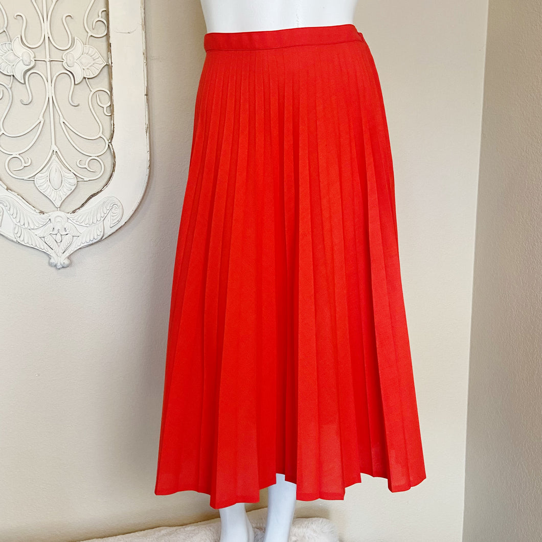 Margaret Godfrey | Women's Vintage Red Pleat Midi Skirt | Size: XS