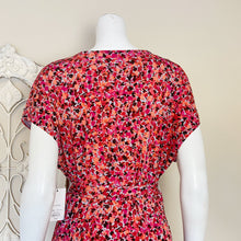Load image into Gallery viewer, Nine West | Women&#39;s Pink and Orange Floral Print Short Sleeve Belted Dress with Tags | Size: XL
